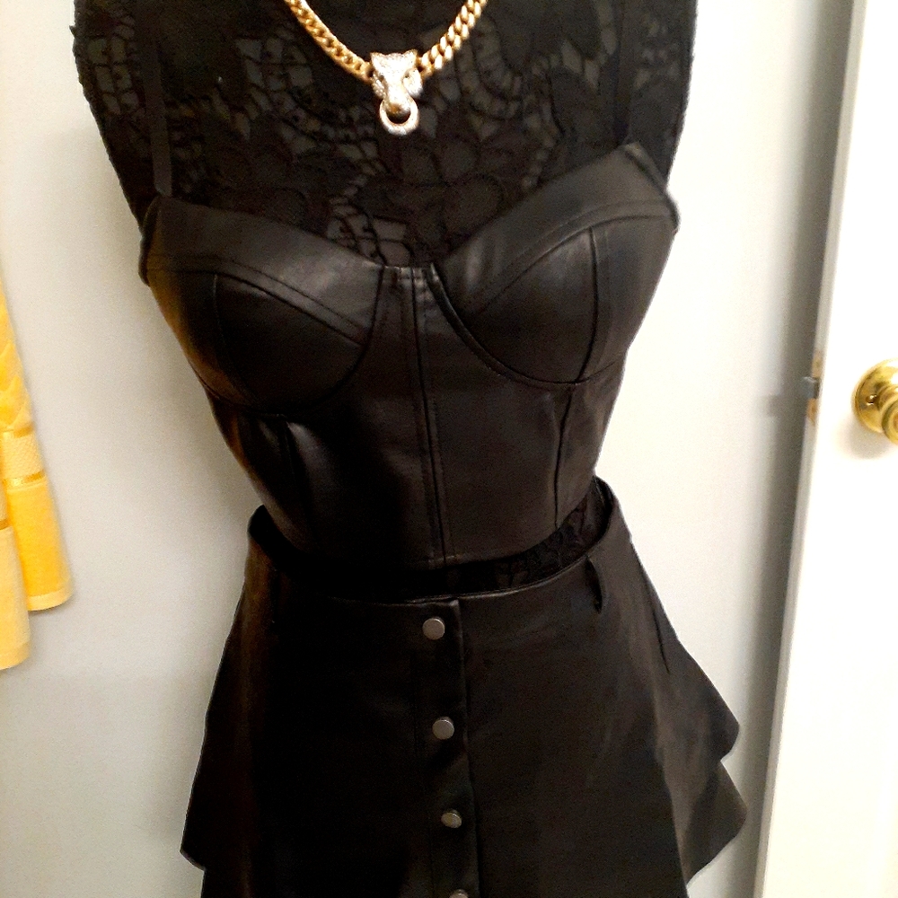 Haute Monde 2piece  faux leather skirt & top